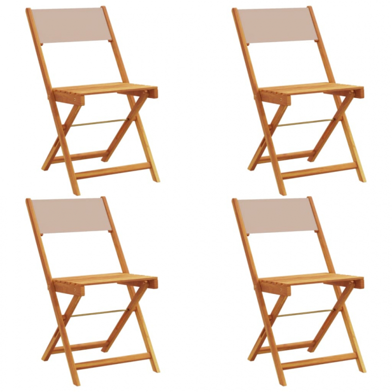 Gartenstühle 4 Stk. Klappbar Taupe Stoff und Massivholz