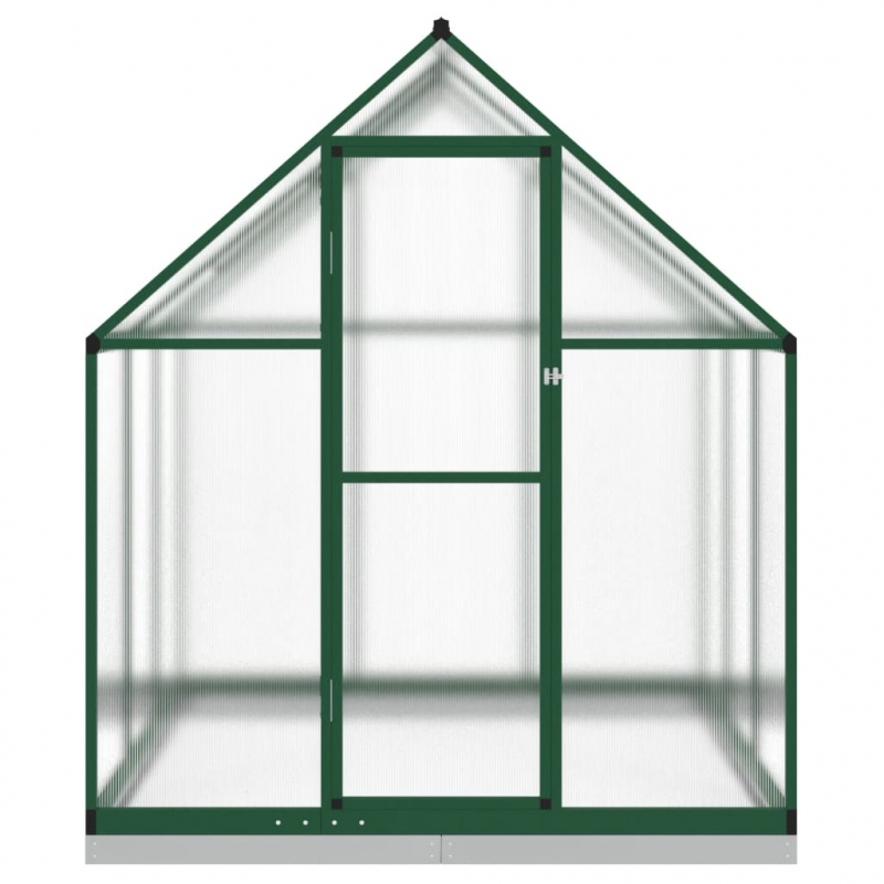 Gewächshaus mit Fundamentrahmen Grün 169x169x202 cm Aluminimum