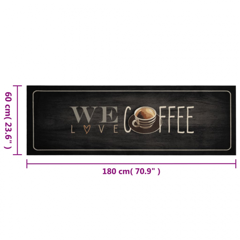 Küchenteppich Waschbar Kaffee 60x180 cm Samt