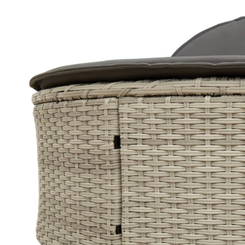 Doppel-Sonnenliege mit Kissen Hellgrau Poly Rattan