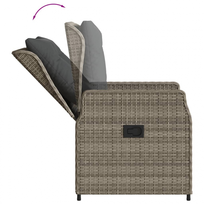 Gartensessel 2 Stk. Verstellbar Grau Poly Rattan