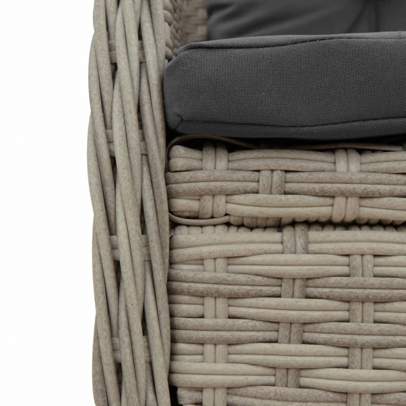Gartensessel 2 Stk. Verstellbar Hellgrau Poly Rattan