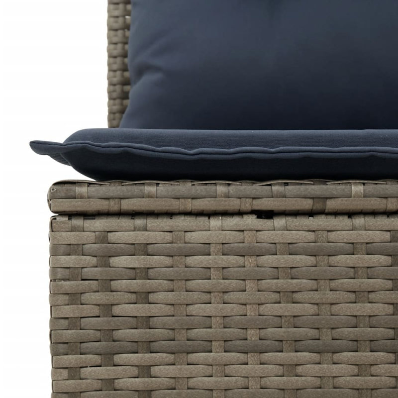 10-tlg. Garten-Sofagarnitur mit Kissen Grau Poly Rattan
