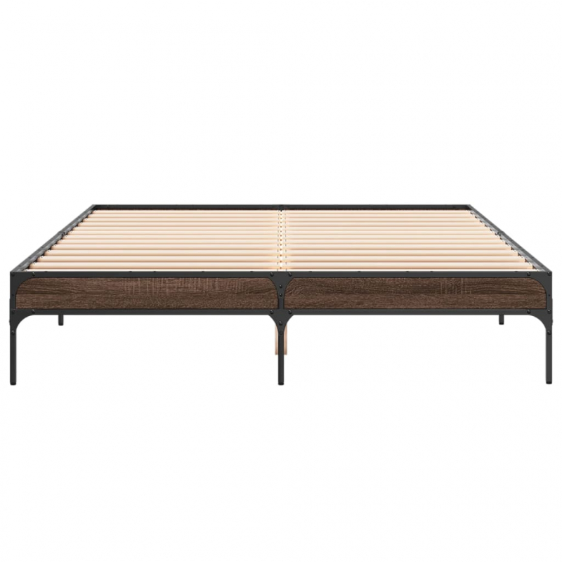 Bettgestell Braun Eichen-Optik 150x200 cm Holzwerkstoff Metall