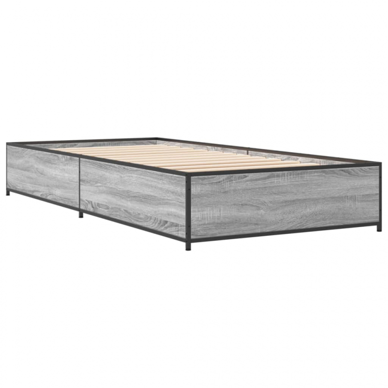 Bettgestell Grau Sonoma 90x200 cm Holzwerkstoff und Metall