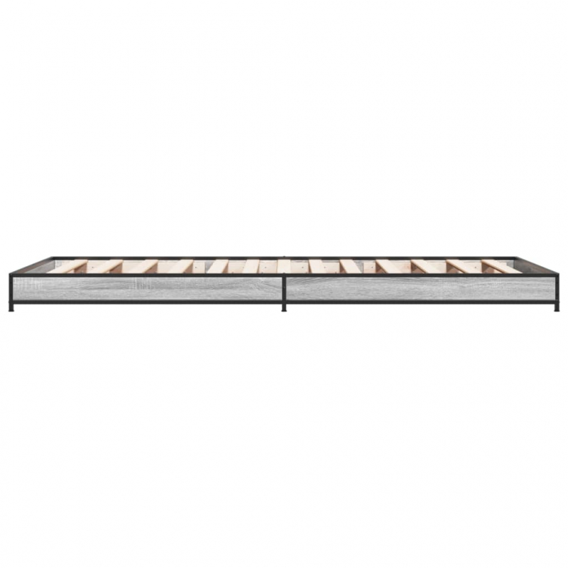 Bettgestell Grau Sonoma 90x200 cm Holzwerkstoff und Metall