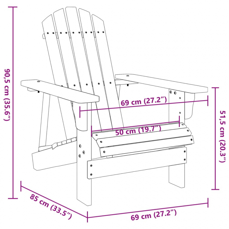 Adirondack-Stuhl Grau 69x85x90,5 cm Massivholz Tanne