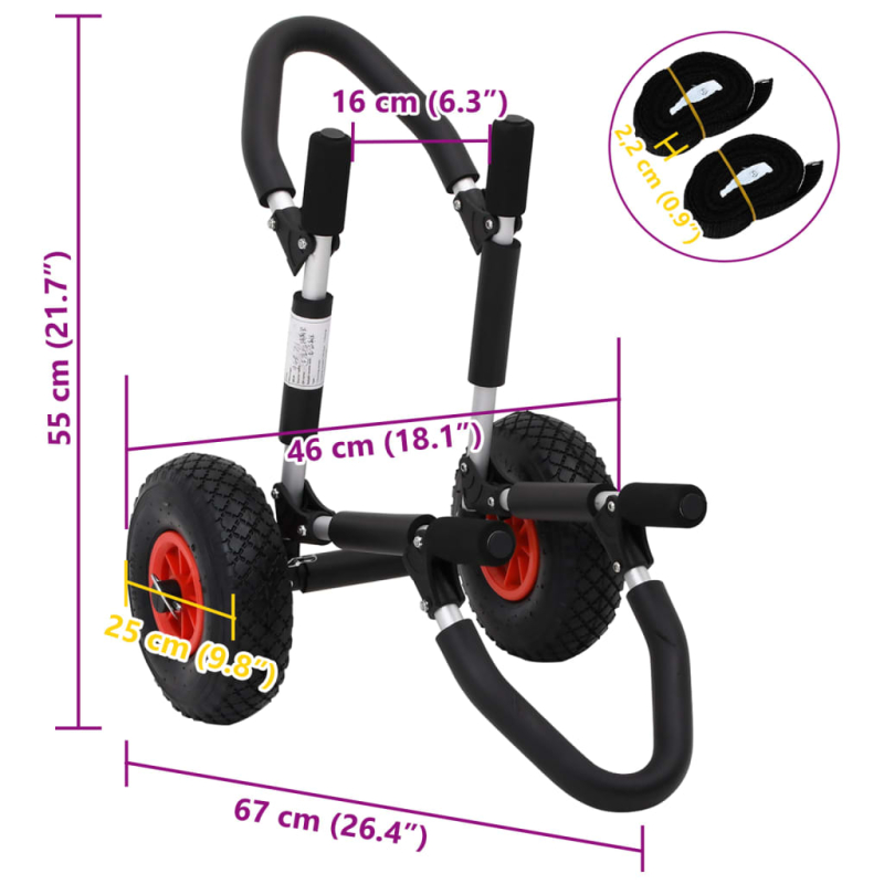 SUP Trolley für Surfbrett Klappbar 45 kg Aluminium