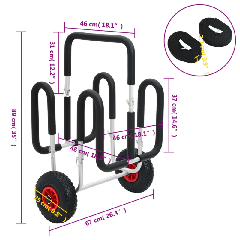 SUP Trolley für 2 Surfbretter 90 kg Aluminium
