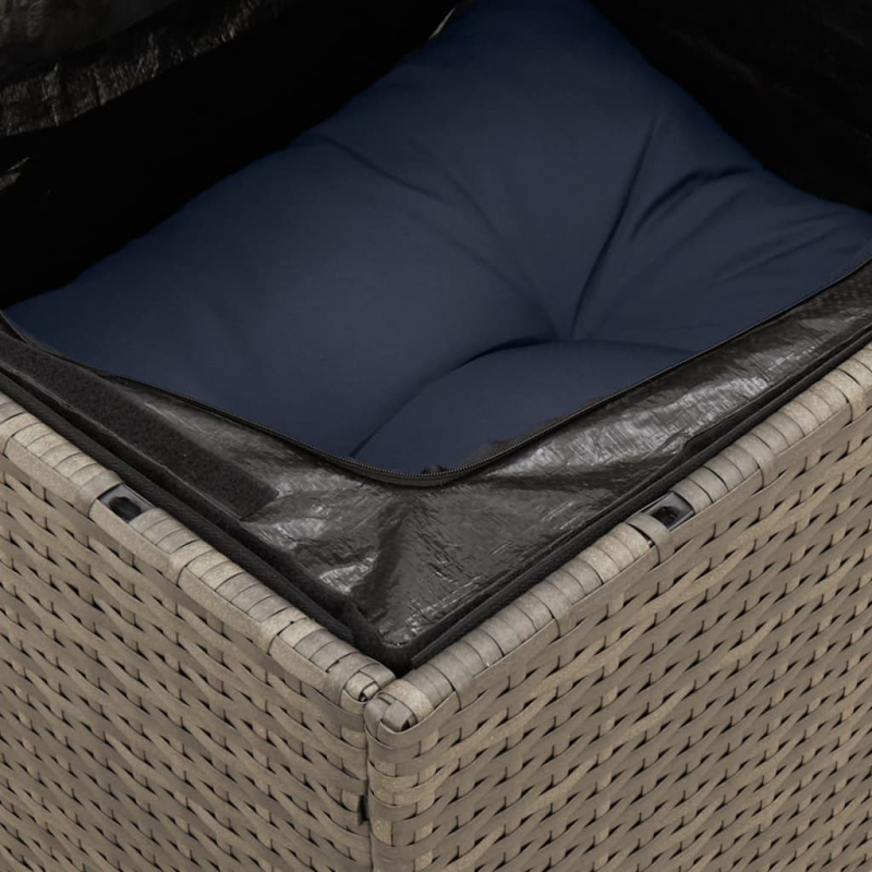 11-tlg. Garten-Sofagarnitur mit Kissen Grau Poly Rattan