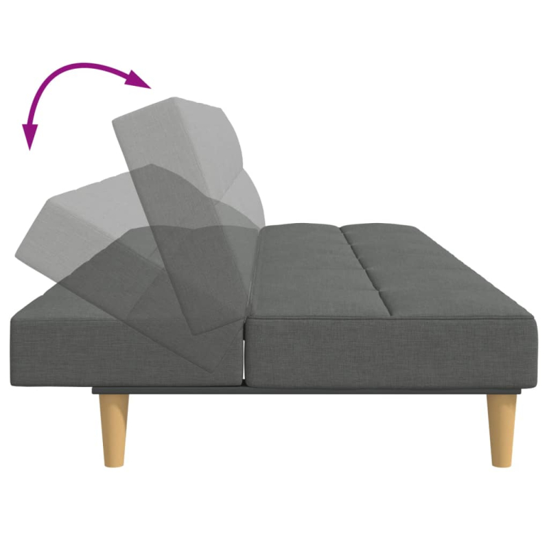 Schlafsofa 2-Sitzer mit Fußhocker Dunkelgrau Stoff