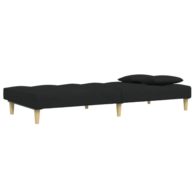 Schlafsofa 2-Sitzer mit Fußhocker Schwarz Stoff