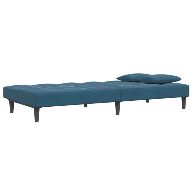 Schlafsofa 2-Sitzer mit Fußhocker Blau Samt