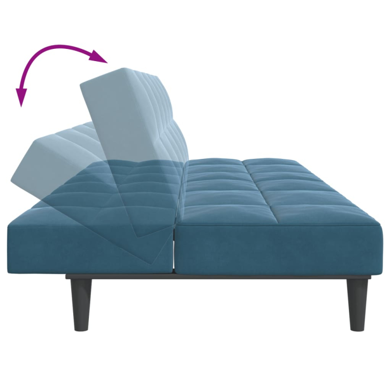 Schlafsofa 2-Sitzer mit Fußhocker Blau Samt