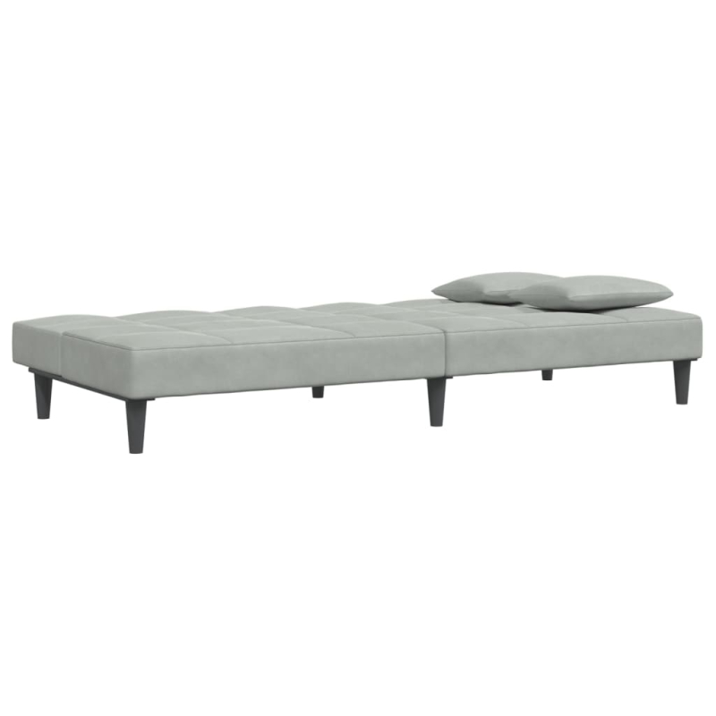 Schlafsofa 2-Sitzer mit Fußhocker Hellgrau Samt