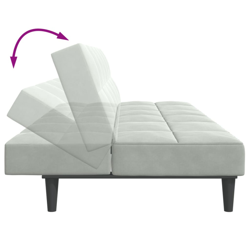 Schlafsofa 2-Sitzer mit Fußhocker Hellgrau Samt