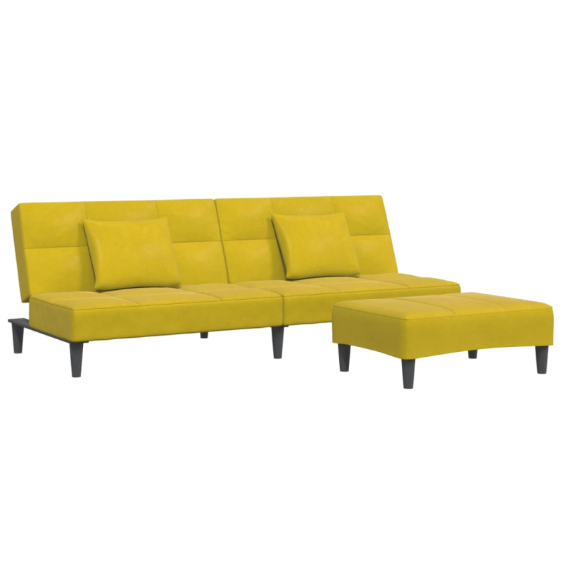 Schlafsofa 2-Sitzer mit Fußhocker Gelb Samt