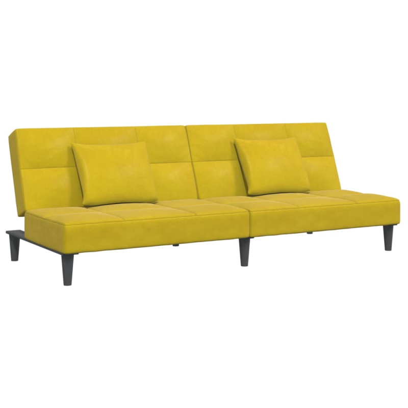 Schlafsofa 2-Sitzer mit Fußhocker Gelb Samt