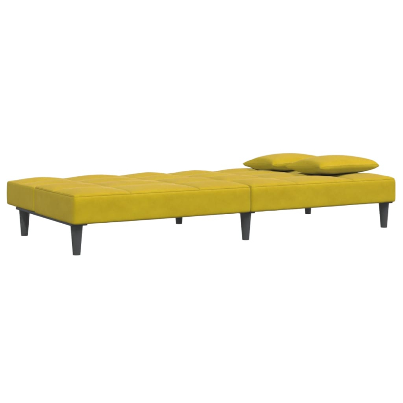 Schlafsofa 2-Sitzer mit Fußhocker Gelb Samt