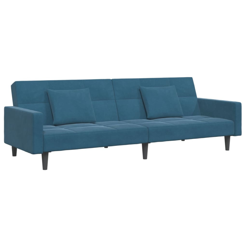 Schlafsofa 2-Sitzer mit Fußhocker Blau Samt
