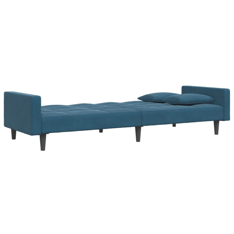 Schlafsofa 2-Sitzer mit Fußhocker Blau Samt