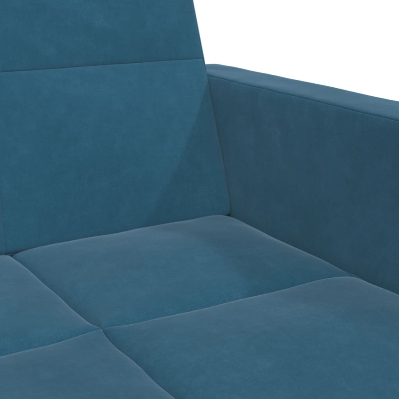 Schlafsofa 2-Sitzer mit Fußhocker Blau Samt