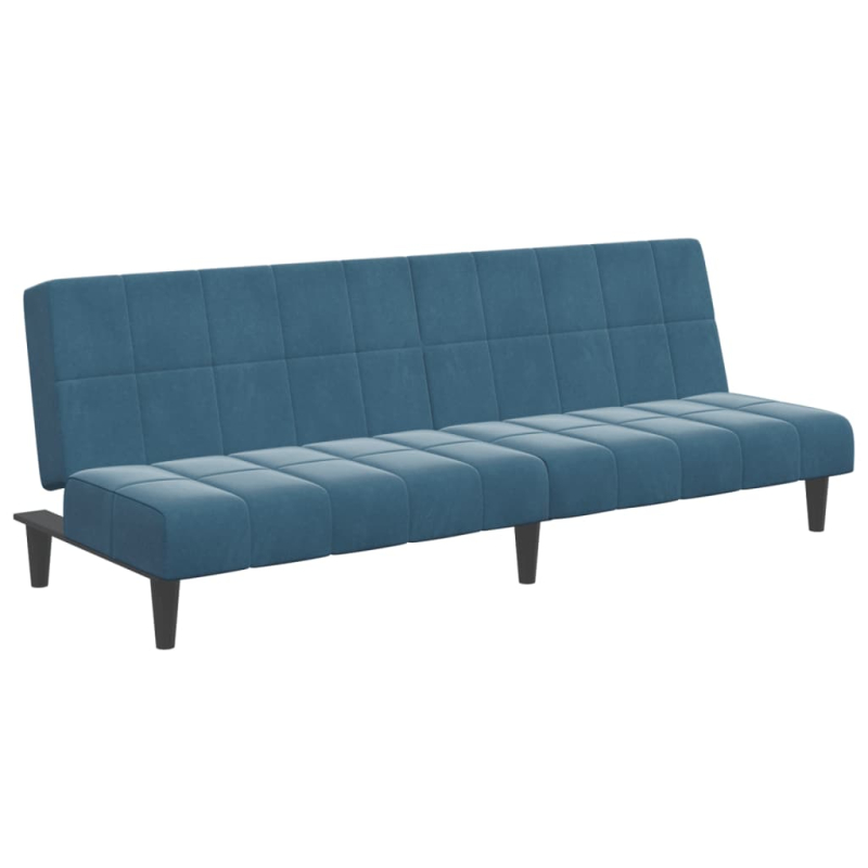 Schlafsofa 2-Sitzer mit Fußhocker Blau Samt