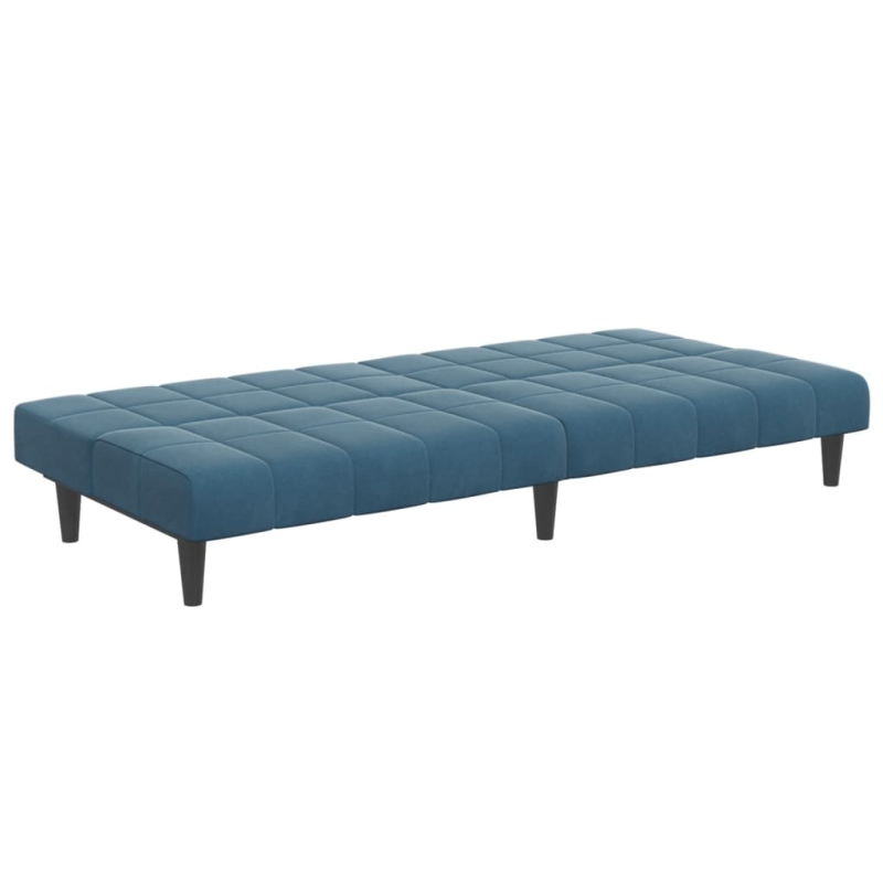 Schlafsofa 2-Sitzer mit Fußhocker Blau Samt