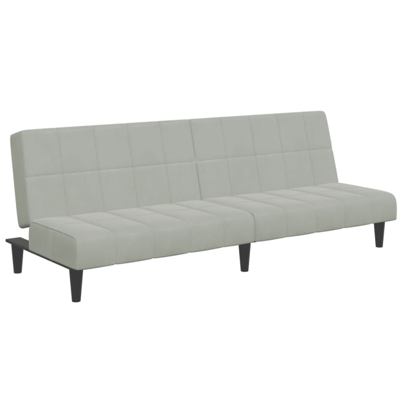 Schlafsofa 2-Sitzer mit Fußhocker Hellgrau Samt