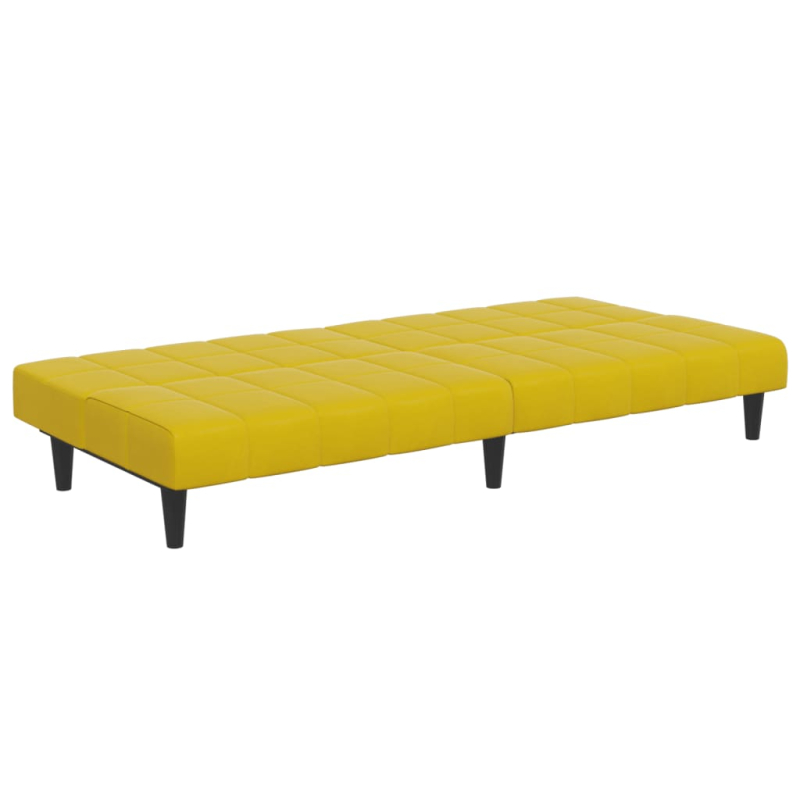 Schlafsofa 2-Sitzer mit Fußhocker Gelb Samt