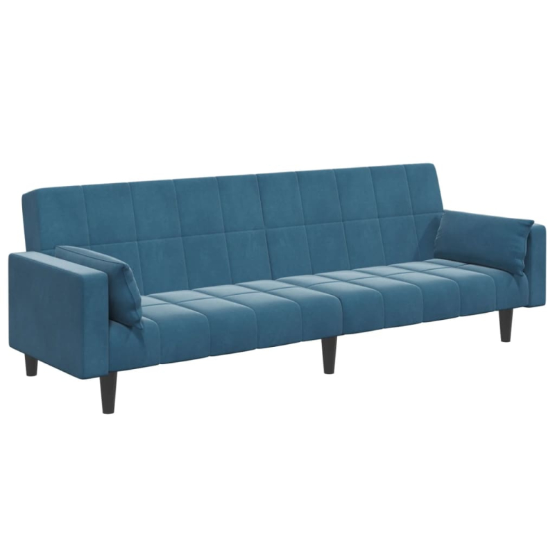 Schlafsofa 2-Sitzer mit Fußhocker Blau Samt