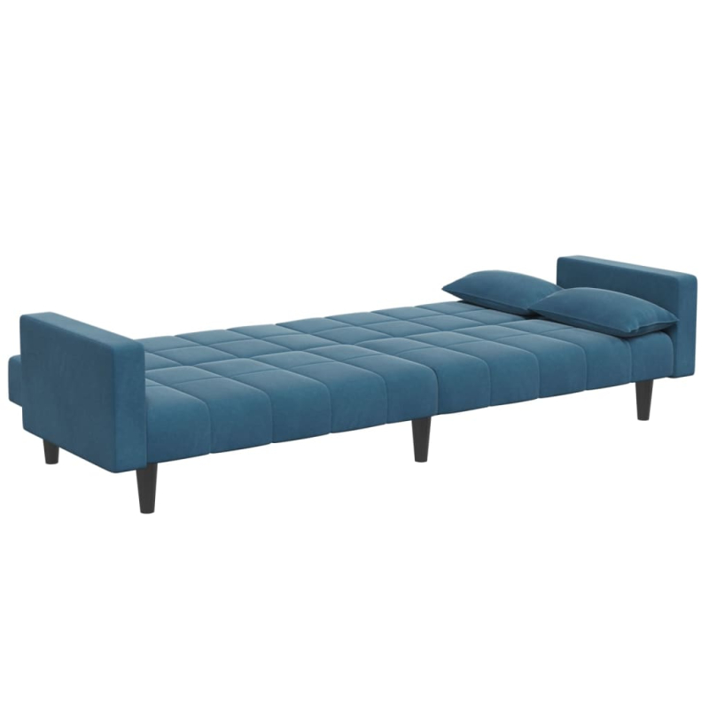 Schlafsofa 2-Sitzer mit Fußhocker Blau Samt