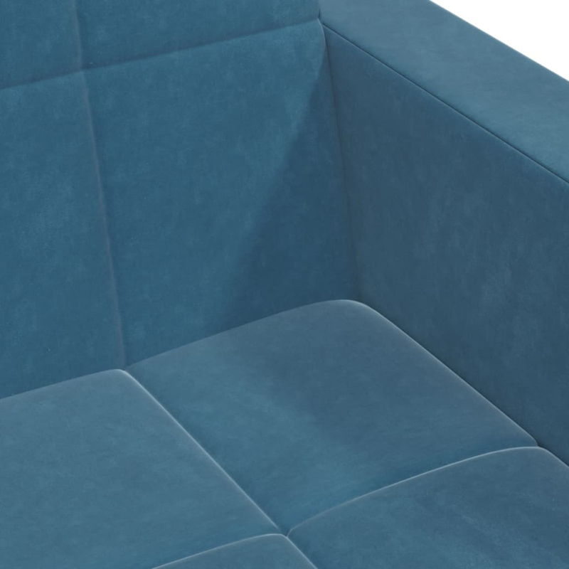 Schlafsofa 2-Sitzer mit Fußhocker Blau Samt