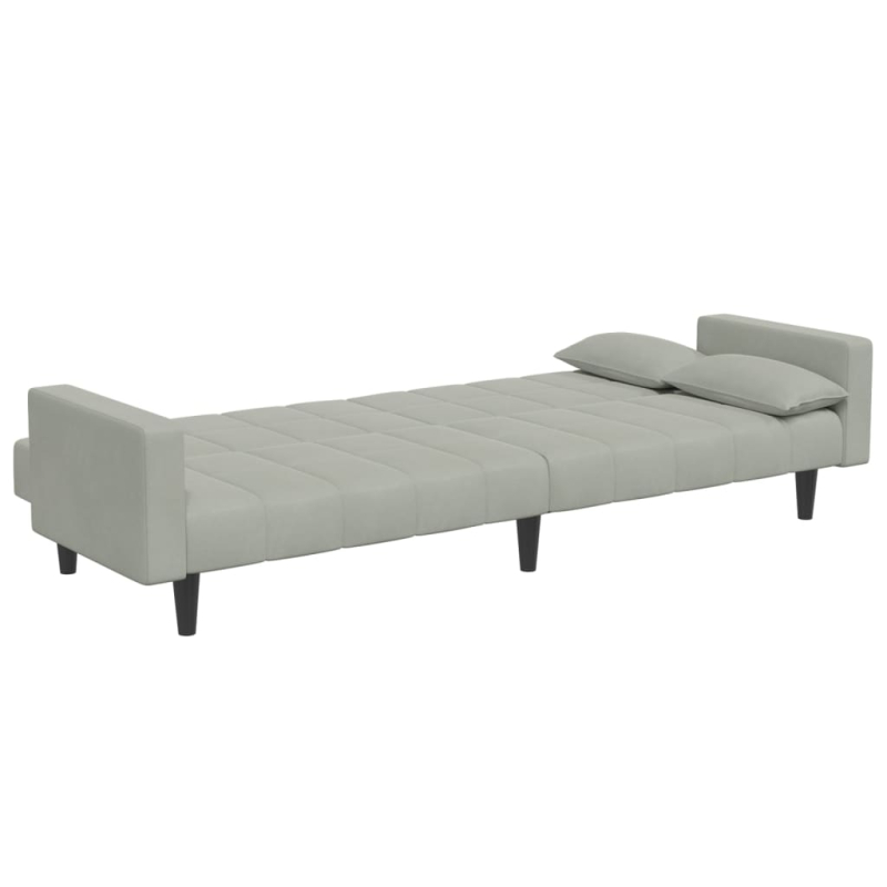 Schlafsofa 2-Sitzer mit Fußhocker Hellgrau Samt