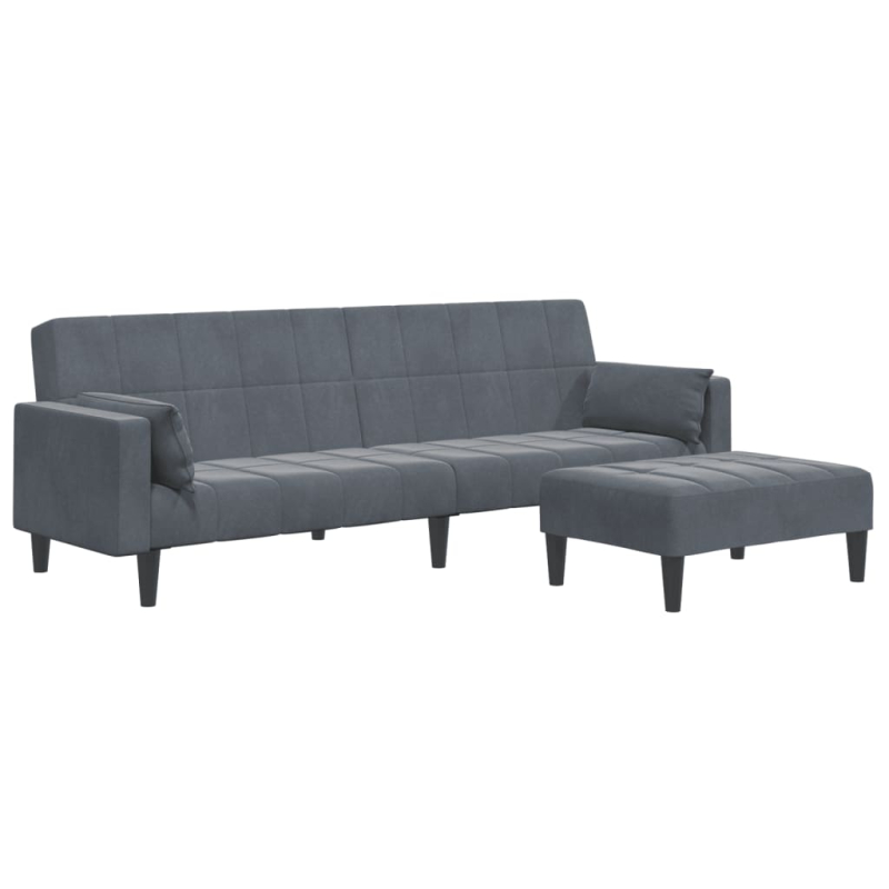 Schlafsofa 2-Sitzer mit Fußhocker Dunkelgrau Samt