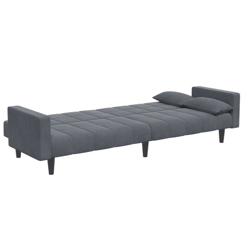 Schlafsofa 2-Sitzer mit Fußhocker Dunkelgrau Samt