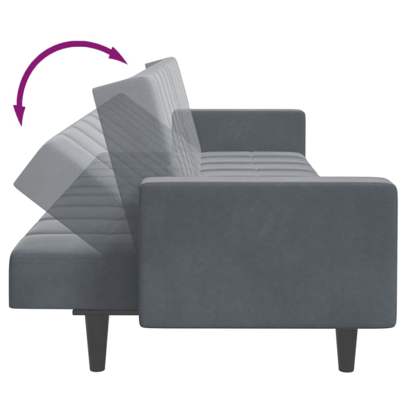 Schlafsofa 2-Sitzer mit Fußhocker Dunkelgrau Samt