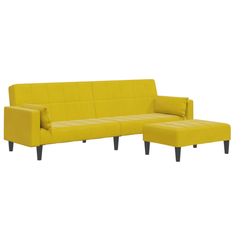 Schlafsofa 2-Sitzer mit Fußhocker Gelb Samt