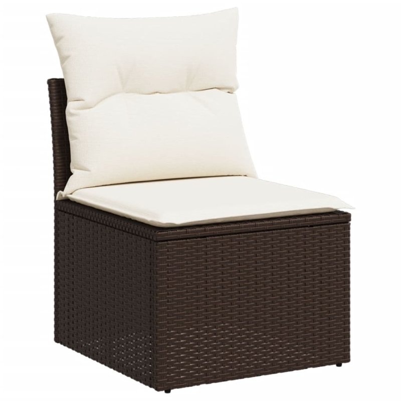 5-tlg. Garten-Sofagarnitur mit Kissen Braun Poly Rattan