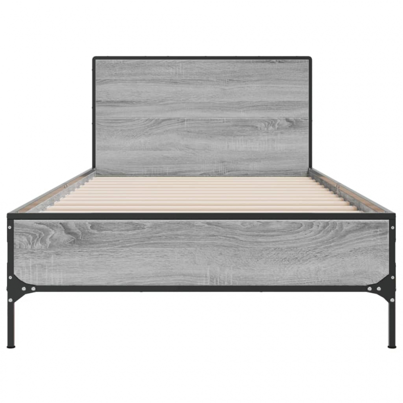 Bettgestell Grau Sonoma 90x200 cm Holzwerkstoff und Metall