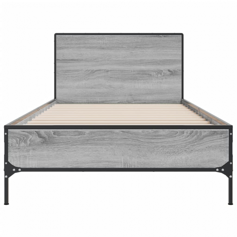 Bettgestell Grau Sonoma 75x190 cm Holzwerkstoff und Metall