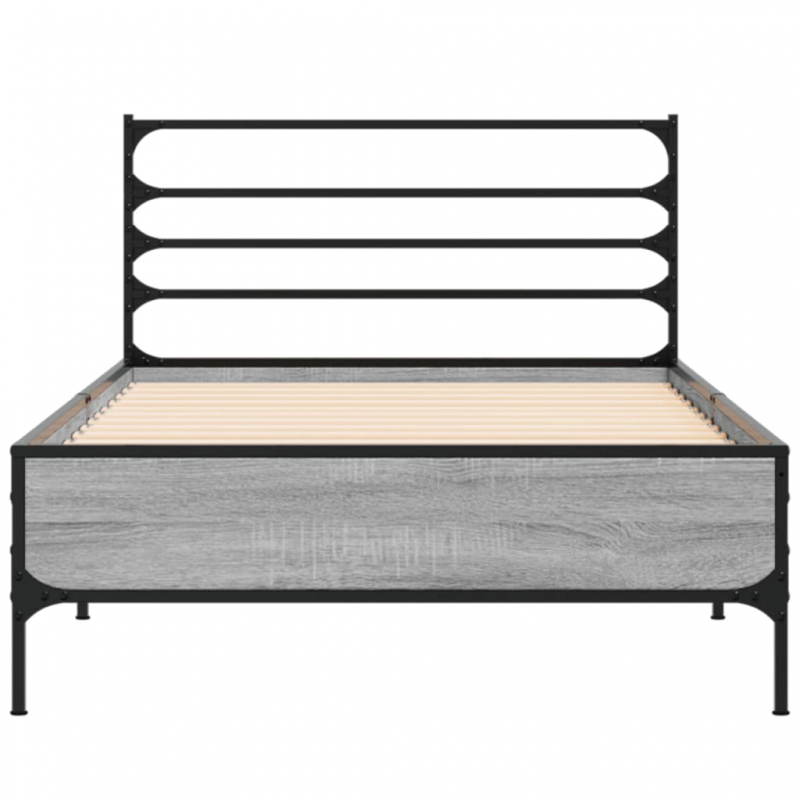 Bettgestell Grau Sonoma 75x190 cm Holzwerkstoff und Metall