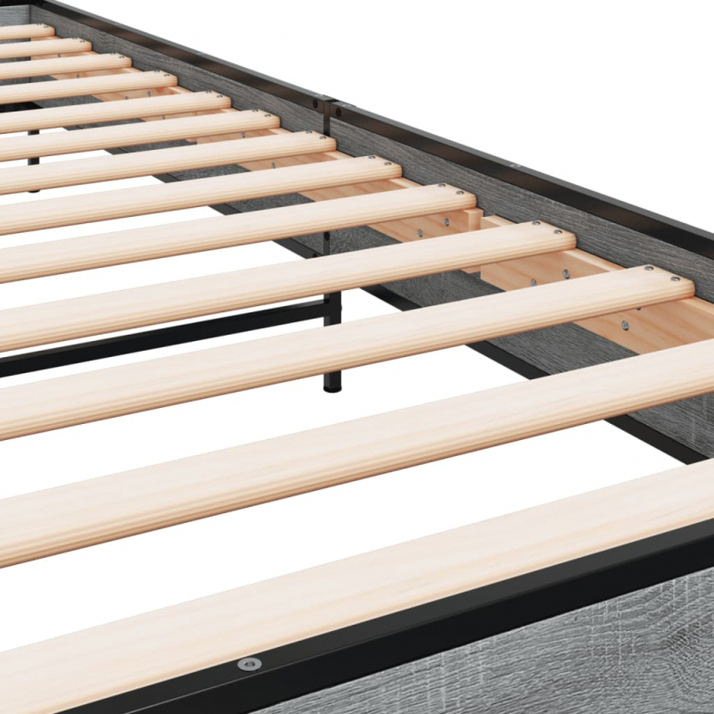 Bettgestell Grau Sonoma 90x190 cm Holzwerkstoff und Metall