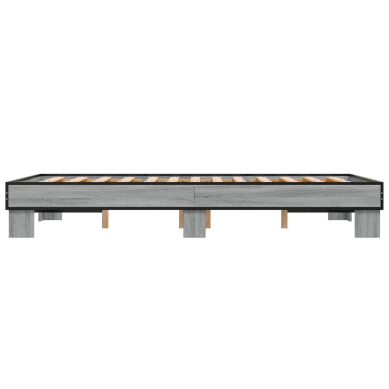 Bettgestell Grau Sonoma 120x200 cm Holzwerkstoff und Metall