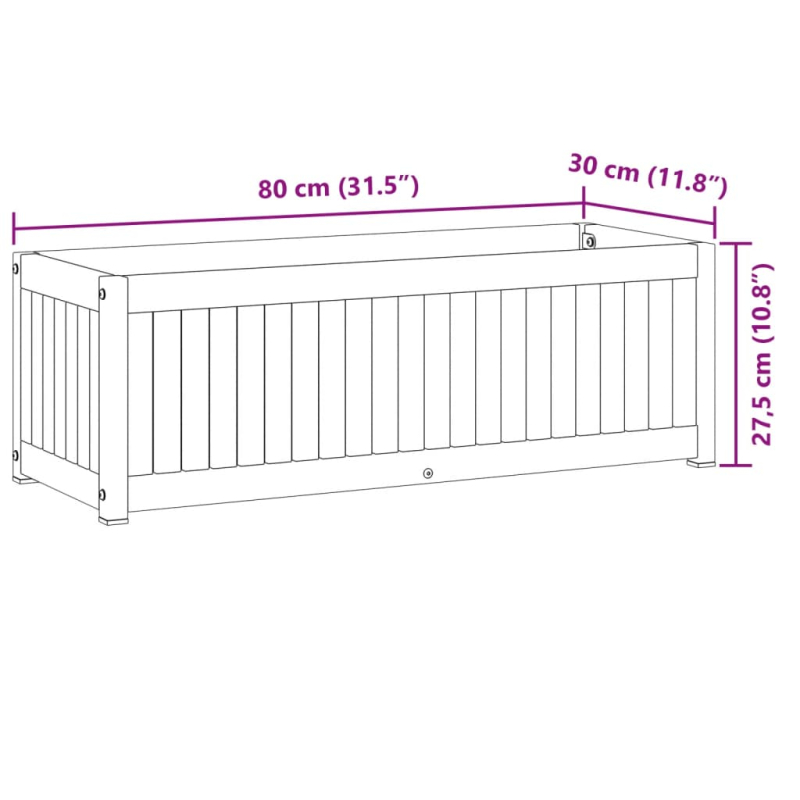 Pflanzkübel 80x30x27,5 cm Massivholz Akazie und Stahl