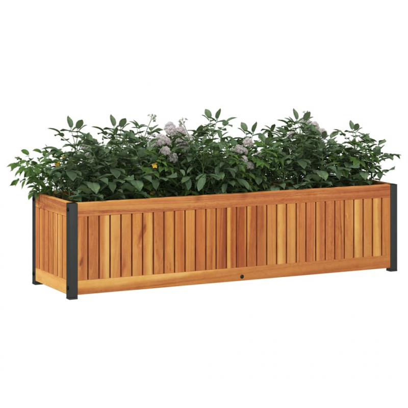 Pflanzkübel 110x30x27,5 cm Massivholz Akazie und Stahl