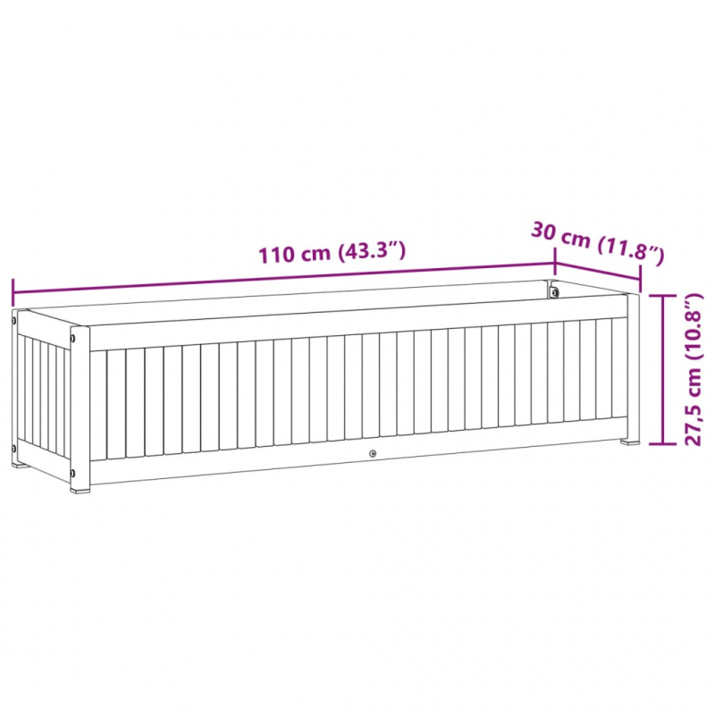 Pflanzkübel 110x30x27,5 cm Massivholz Akazie und Stahl