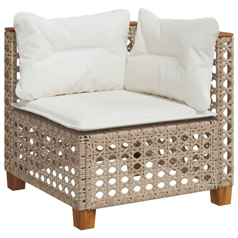 11-tlg. Garten-Sofagarnitur mit Kissen Beige Poly Rattan