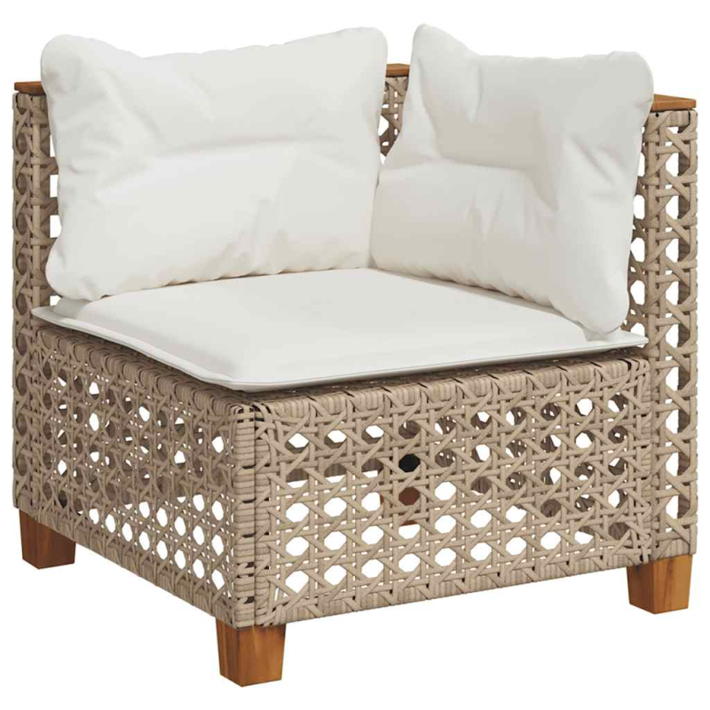 11-tlg. Garten-Sofagarnitur mit Kissen Beige Poly Rattan