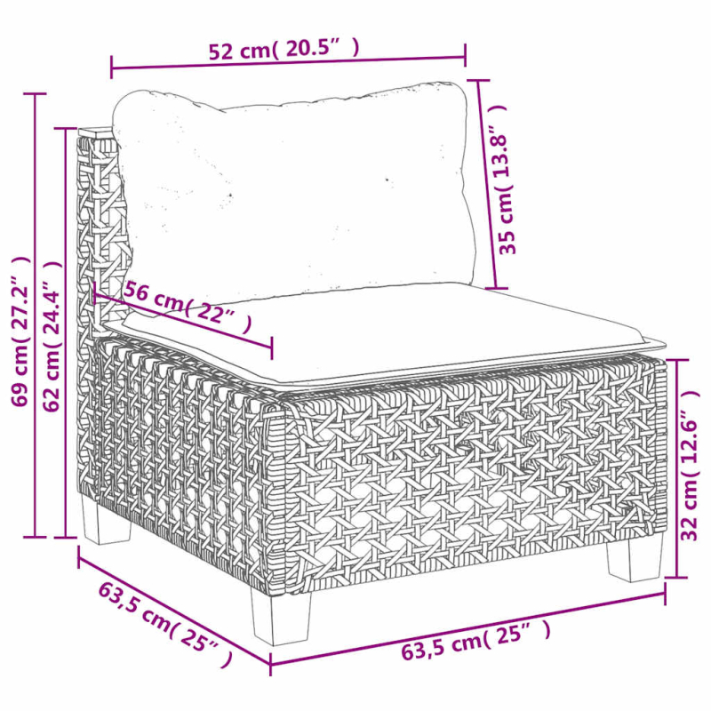 11-tlg. Garten-Sofagarnitur mit Kissen Beige Poly Rattan
